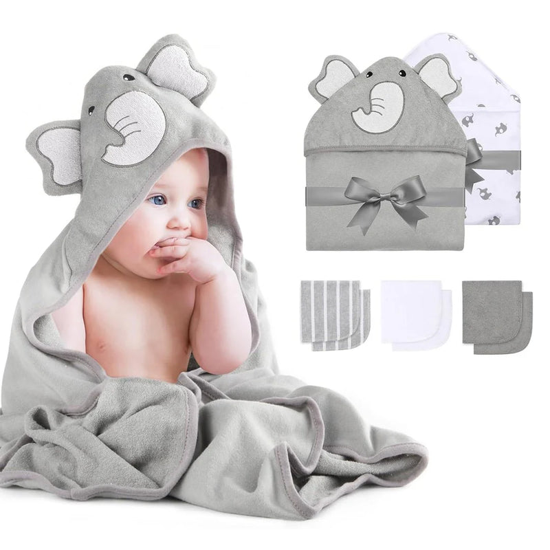 Set de Toalla con Capucha y Toallitas para el baño