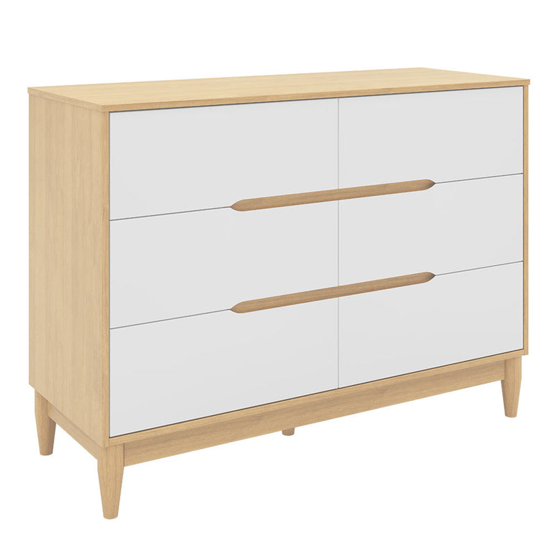 Comoda Tomi 6 Cajones Blanca con Natural