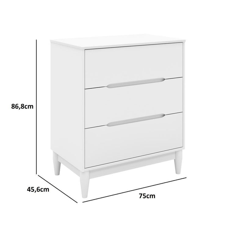 Comoda 3 cajones Blanco-Madera Tomi