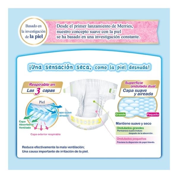 Pañales Merries Velcro S 70 un