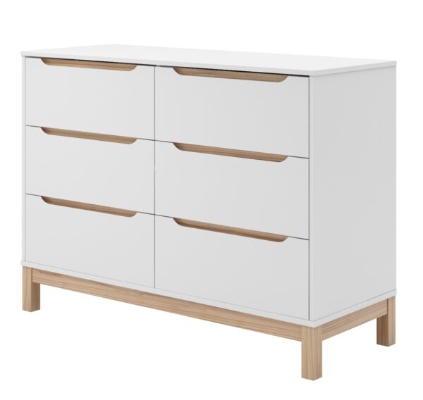 Comoda Cozy 6 cajones Blanca con Madera
