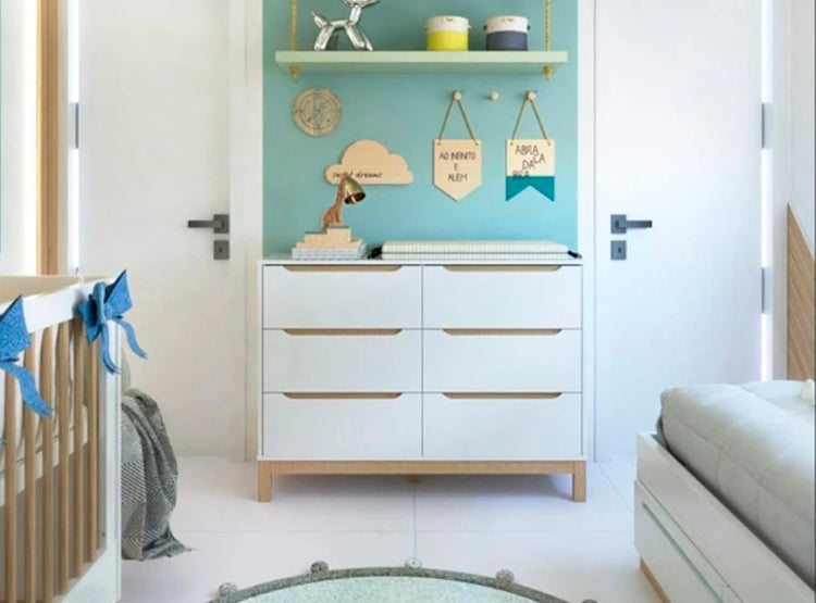 Comoda Cozy 6 cajones Blanca con Madera