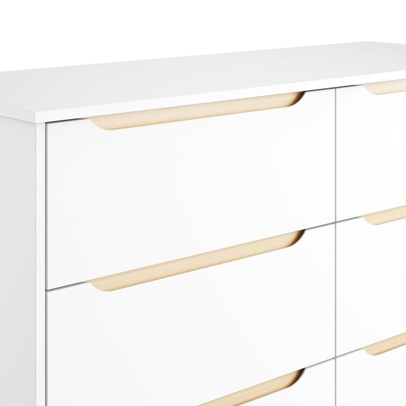 Comoda Cozy 6 cajones Blanca con Madera