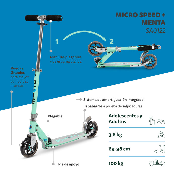 Micro Scooter de adulto Speed+ Menta