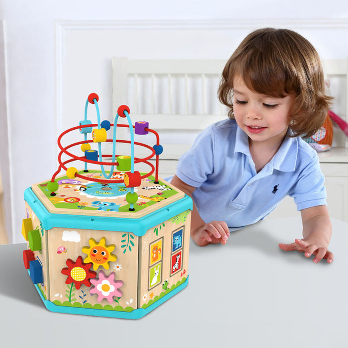 Cubo con 7 Actividades de Madera