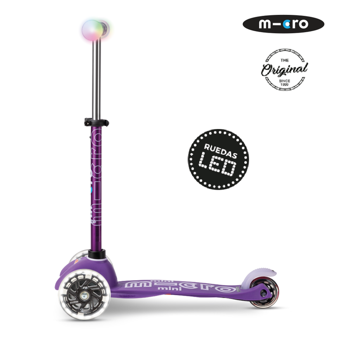 Micro Scooter Mini Deluxe LED Magic Morado