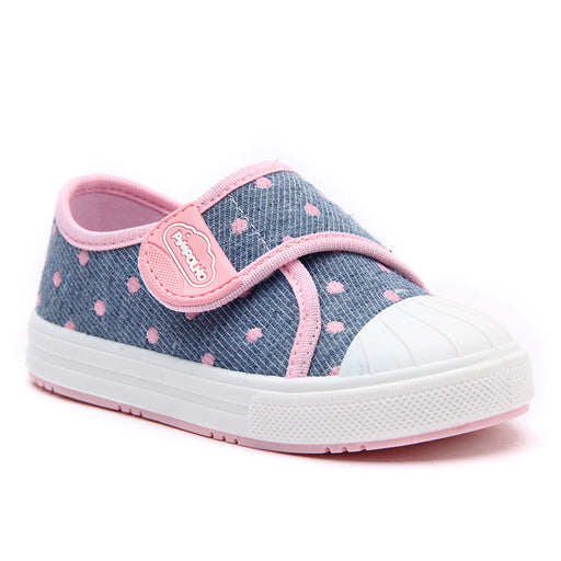 Zapatilla Jeans puntos Rosado velcro Pimpolho