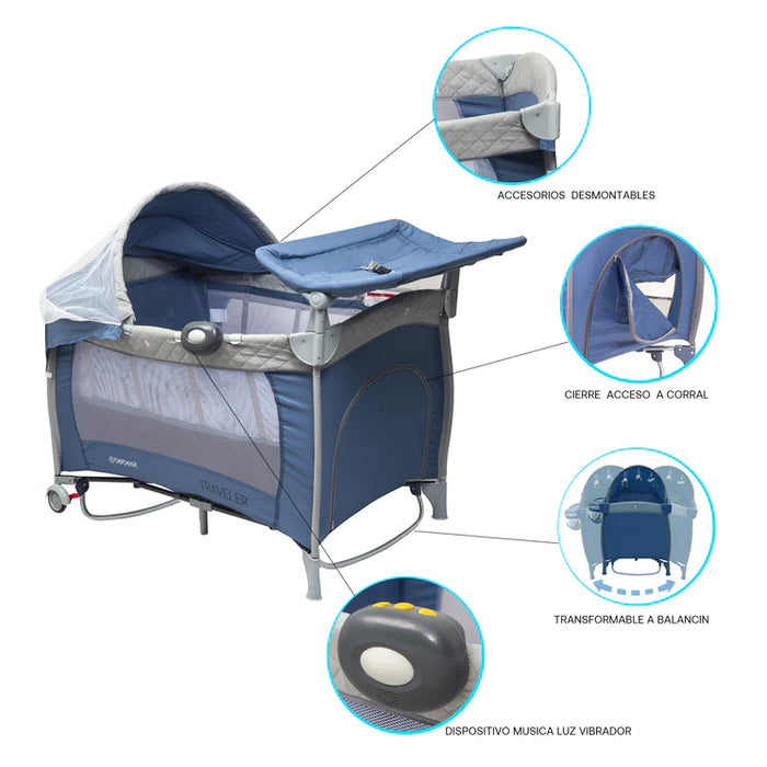Cuna Pack and Play Traveler Gris