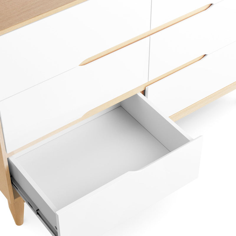 Comoda Tomi 6 Cajones Blanca con Natural