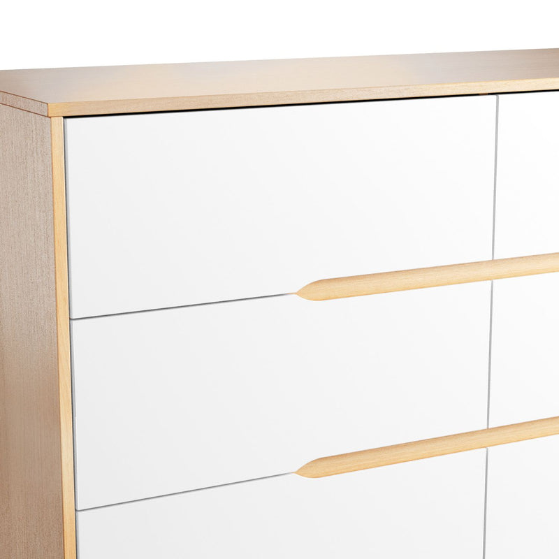 Comoda Tomi 6 Cajones Blanca con Natural