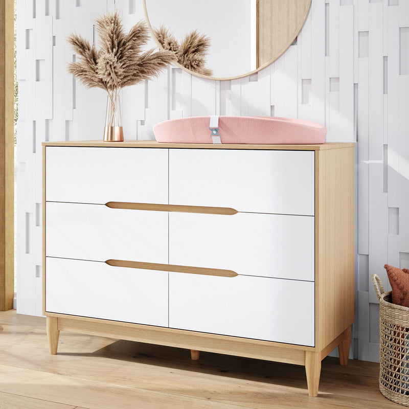 Comoda Tomi 6 Cajones Blanca con Natural