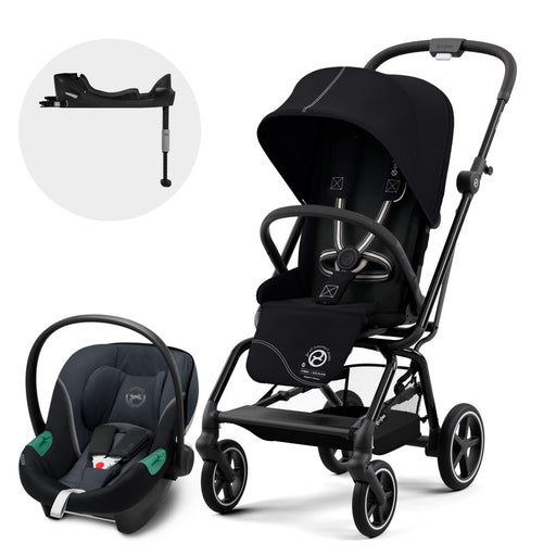 Travel System Eezy S Twist PLUS 2 BLK / SLV + Aton S2 + Base Cybex - Cybex-MiniNuts expertos en coches y sillas de auto para bebé